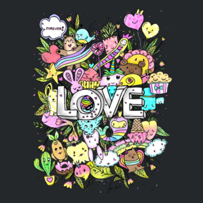 Doodle Monster Love - Ladies Premium Cotton Tee Design