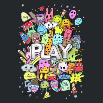 Doodle Monsters Play - Ladies Premium Cotton Tee Design