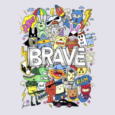 Doodle Monsters Brave - Premium Cotton Tee Design