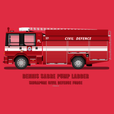 Fire Engine SCDF - Premium Cotton Tee Design
