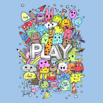 Doodle Monsters Play - Youth Premium Cotton Tee Design