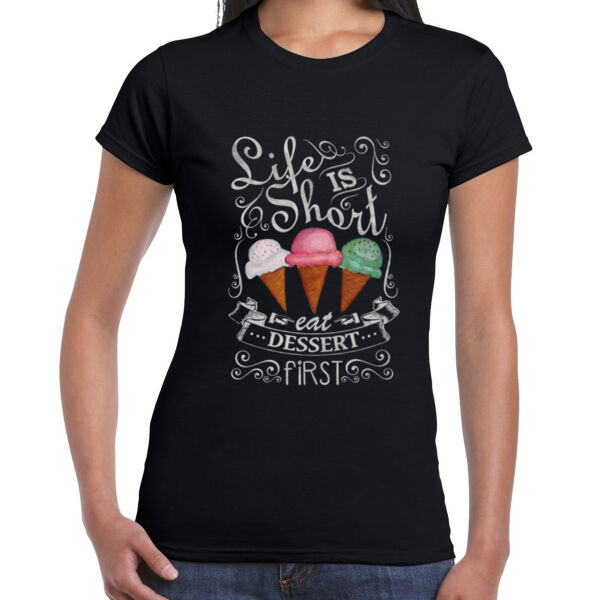 Eat Dessert First - Ladies Premium Cotton Tee Thumbnail