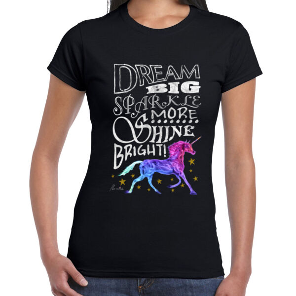 Dream Big Unicorn - Ladies Premium Cotton Tee Thumbnail