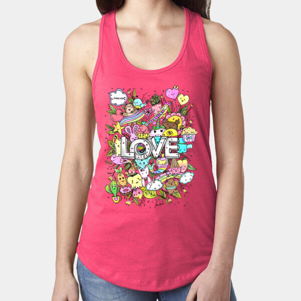 Doodle Monster Love - Ladies' Ideal Racerback Tank Thumbnail