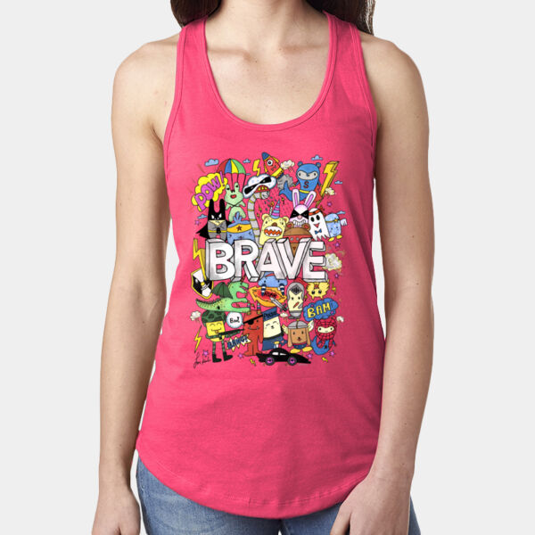Doodle Monsters Brave - Ladies' Ideal Racerback Tank Thumbnail