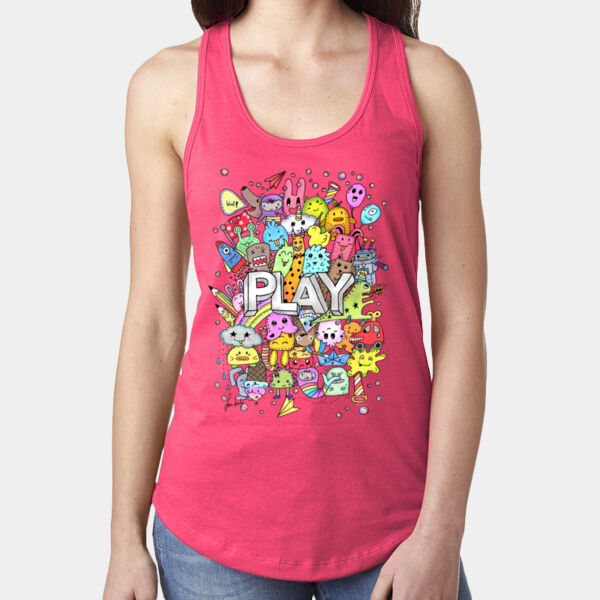 Doodle Monsters Play - Ladies' Ideal Racerback Tank Thumbnail