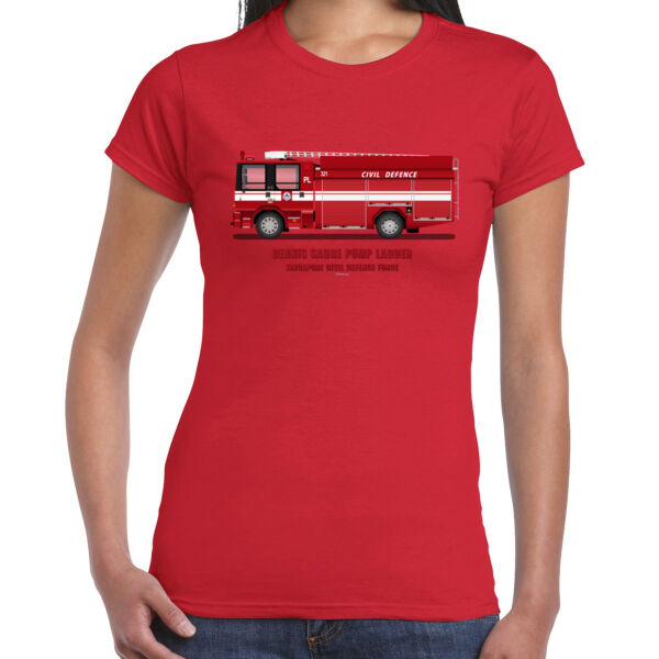 Fire Engine SCDF - Ladies Premium Cotton Tee Thumbnail