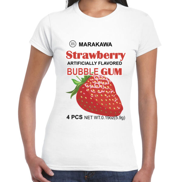 Strawberry Bubble Gum - Ladies Premium Cotton Tee Thumbnail