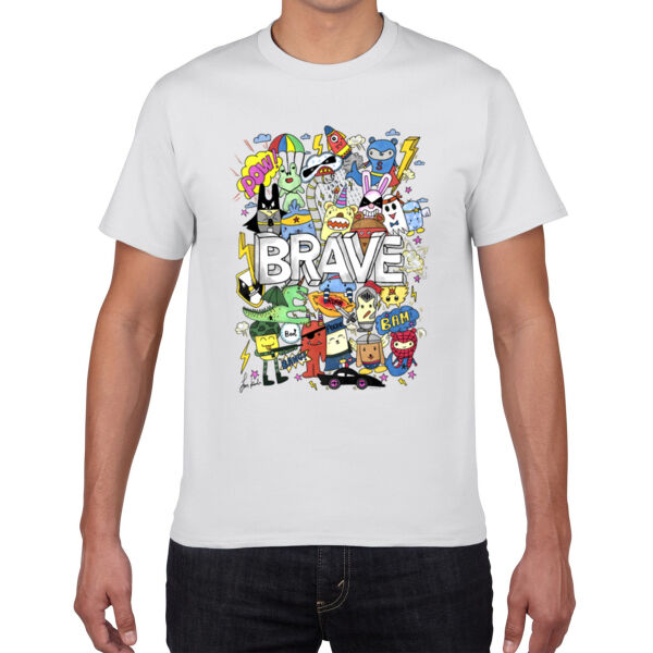 Doodle Monsters Brave - Premium Cotton Tee Thumbnail