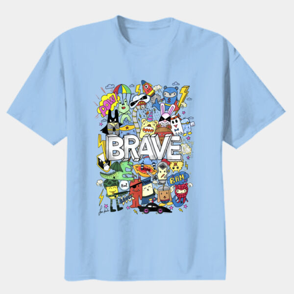 Doodle Monsters Brave - Youth Premium Cotton Tee Thumbnail