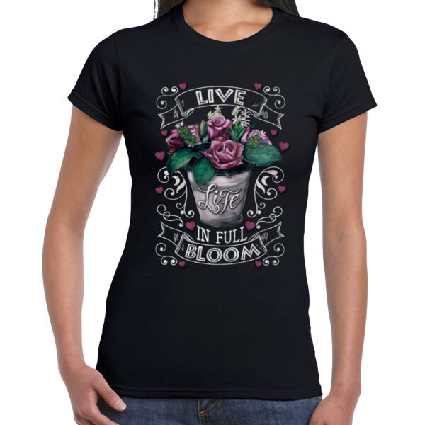 Live life in full bloom - Ladies Premium Cotton Tee Thumbnail